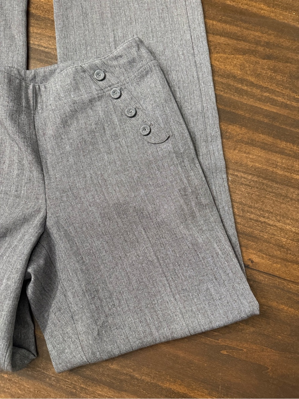 Sigrid Olsen Gray glitter Pinstripe Womans Dress Pants with Buttoned Pocket Tabs - Picture 2 of 8